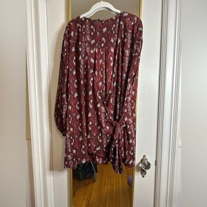 West Kei Wrap Blouse Maroon & Grey Snake Print